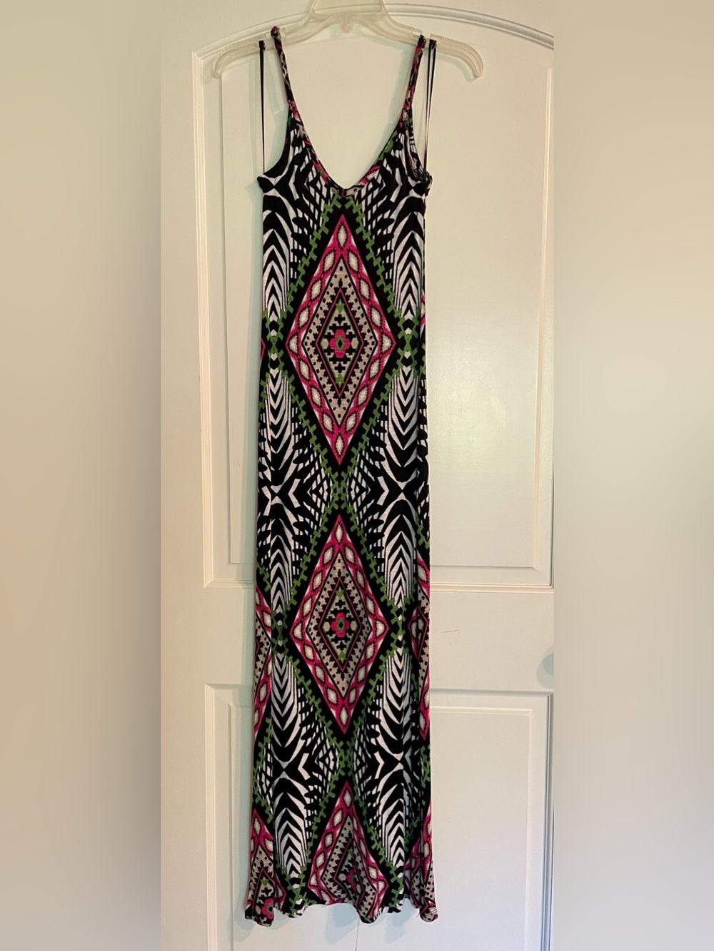 INC International Concepts Geometric V-Neck Strappy Maxi Dress Petite